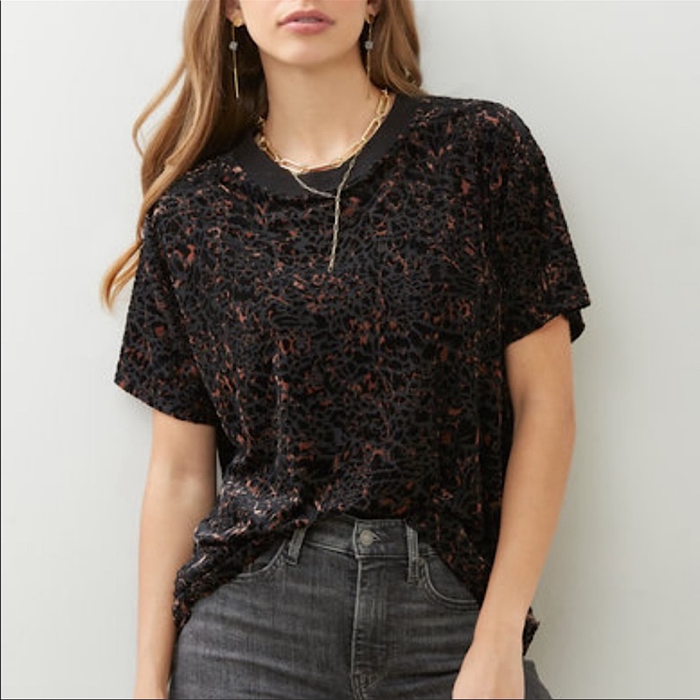 We The Free Velvet Teddy Burnout Tee Black Combo Size S